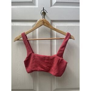 NWOT Andie Swim Barbados Top In Sedona Pink Twist‎ Back Detail Square Neck XS/S